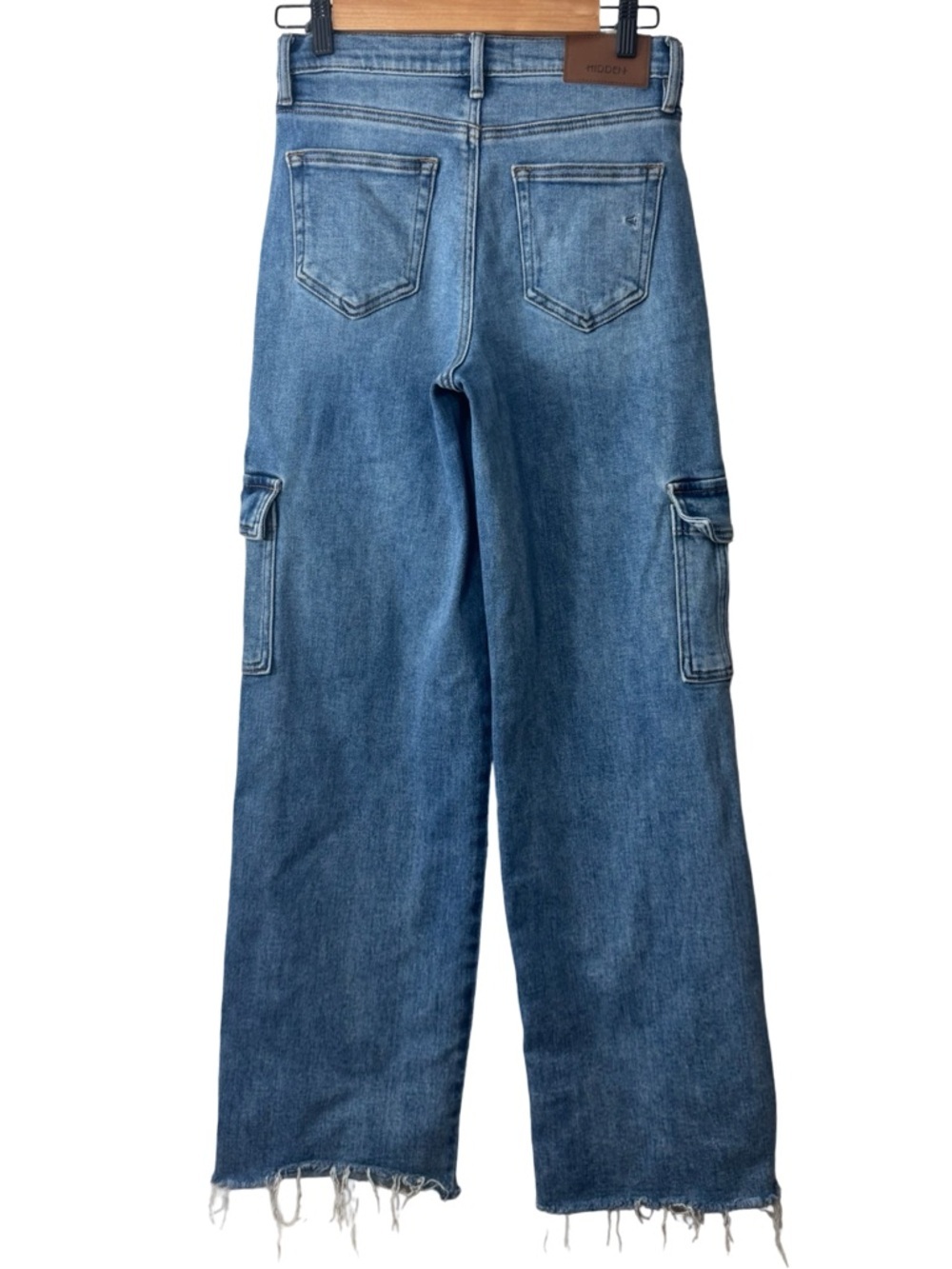 Hidden Logan Dad Cargo Wide Leg Jeans Size 25 Medium Wash - Picture 6 of 16